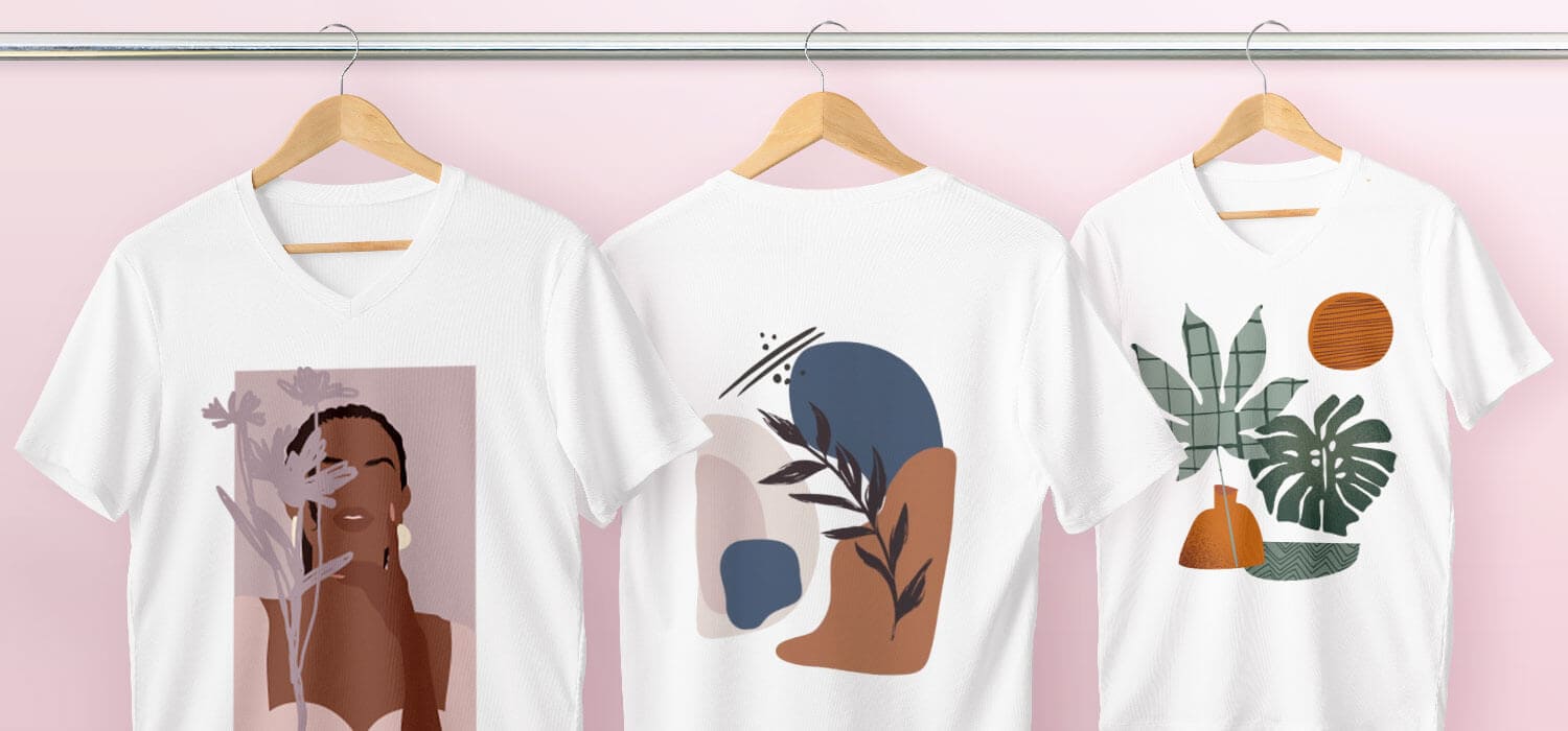T-shirt mockups with designs